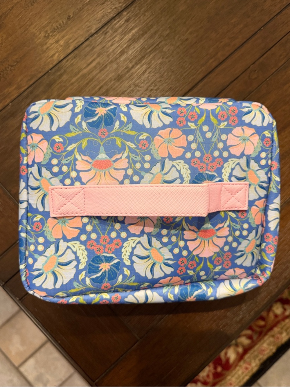 Floral Cosmetic Travel Case - Blue & Pink